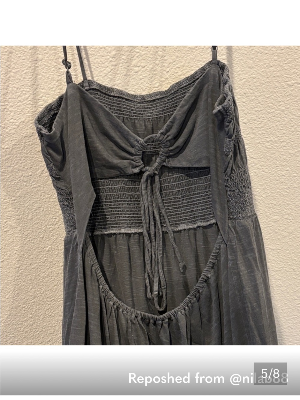 Lucky Brand Charcoal Gray Smocked Tiered Maxi Dress - Picture 2 of 4